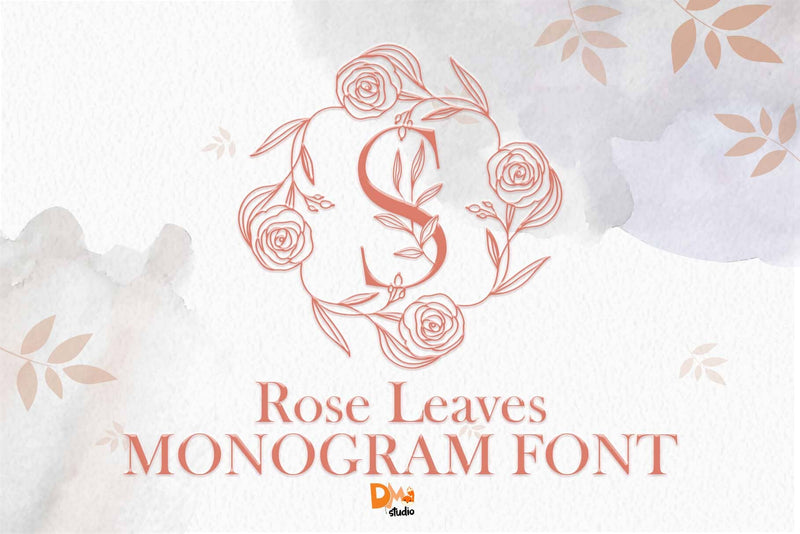 Rose Leaves Monogram Font Dm Letter Studio 