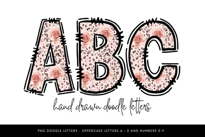 Rose Leopard Print Alphabet PNG Letters Sublimation BijouBay 