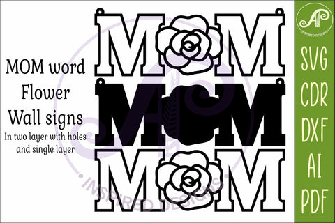 Rose MOM SVG, Laser Cut Mom Sign, Mother’s Day Hanging SVG APInspireddesigns 