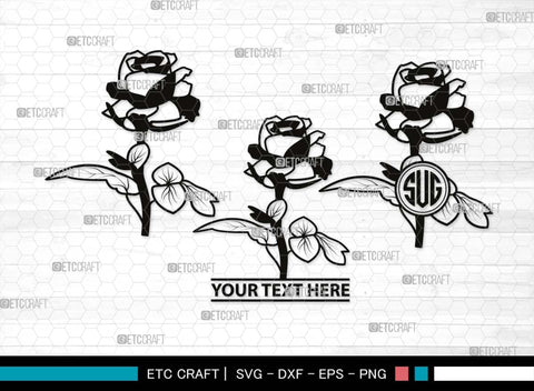 Rose Monogram, Rose Silhouette, Rose SVG, Flower Svg, Floral Svg, Valentine Rose Svg, Vintage Rose Svg, SB00531 SVG ETC Craft 