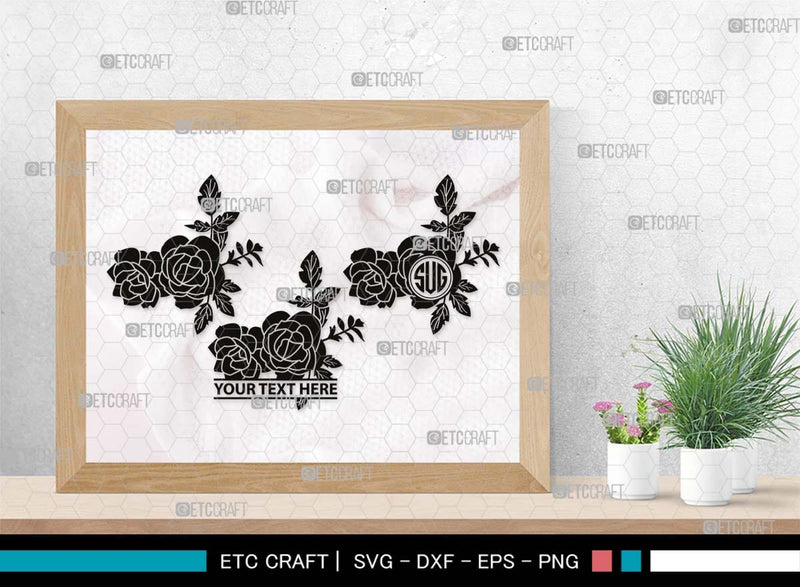 Rose Monogram, Rose Silhouette, Rose SVG, Flower Svg, Floral Svg ...