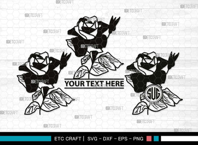 Rose Monogram, Rose Silhouette, Rose SVG, Flower Svg, Floral Svg, Valentine Rose Svg, Vintage Rose Svg, SB00531 SVG ETC Craft 