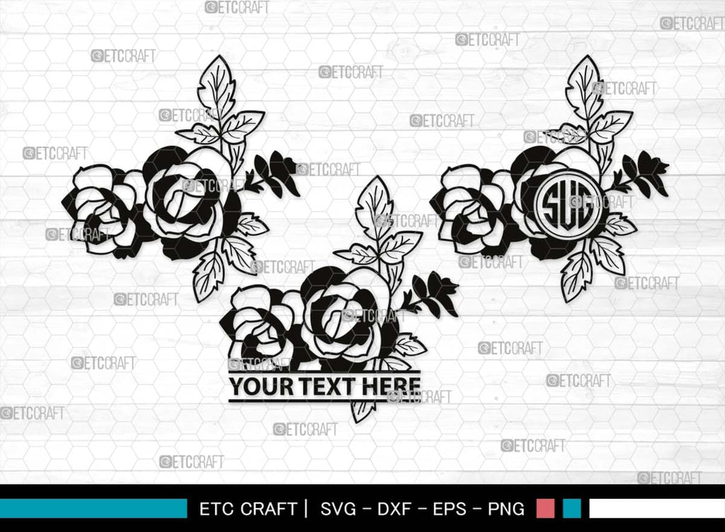 Rose Monogram, Rose Silhouette, Rose SVG, Flower Svg, Floral Svg ...