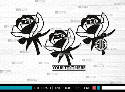 Rose Monogram, Rose Silhouette, Rose SVG, Flower Svg, Floral Svg, Valentine Rose Svg, Vintage Rose Svg, SB00531 SVG ETC Craft 