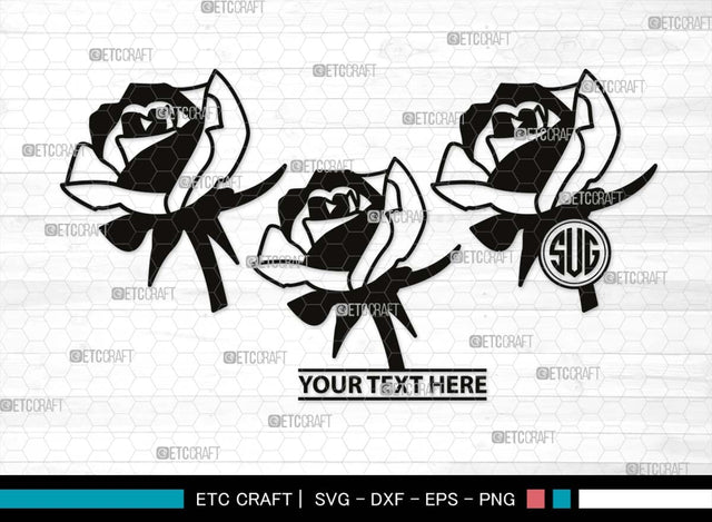 Rose Monogram, Rose Silhouette, Rose SVG, Flower Svg, Floral Svg, Valentine Rose Svg, Vintage Rose Svg, SB00531 SVG ETC Craft 
