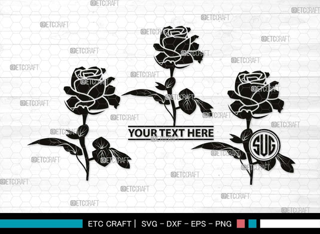 Rose Monogram, Rose Silhouette, Rose SVG, Flower Svg, Floral Svg, Valentine Rose Svg, Vintage Rose Svg, SB00531 SVG ETC Craft 