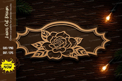 Rose Name Plate Laser Cut SVG Design SVG Regulrcrative 