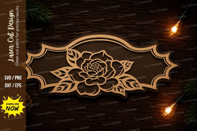 Rose Name Plate Laser Cut SVG Design SVG Regulrcrative 