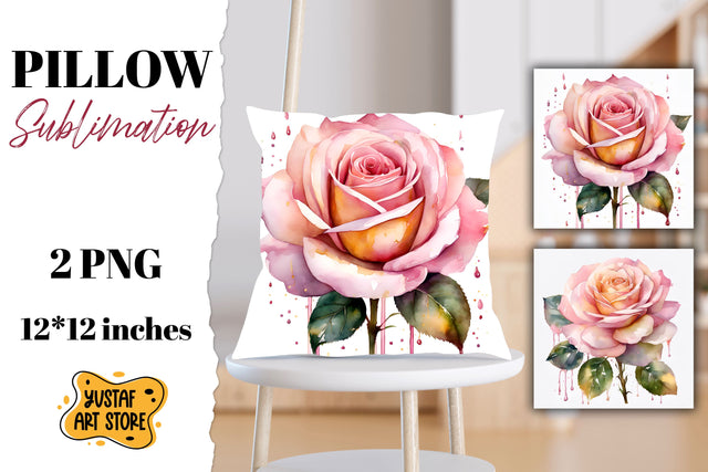 Rose pillow sublimation. 2 flowers pillow design Sublimation Yustaf Art Store 