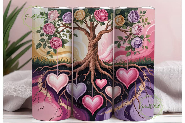 Rose Tree of Love 20oz Tumbler Wrap Sublimation PixelChick 