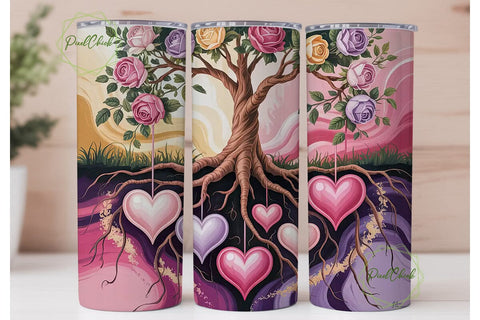 Rose Tree of Love 20oz Tumbler Wrap Sublimation PixelChick 