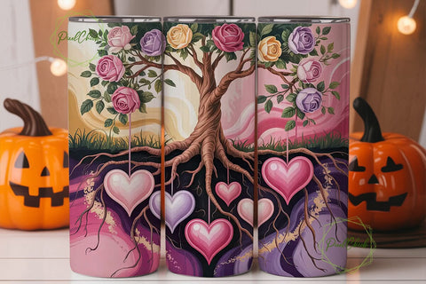 Rose Tree of Love 20oz Tumbler Wrap Sublimation PixelChick 