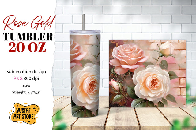 Rose tumbler. Rose flowers tumbler sublimation SVG Yustaf Art Store 