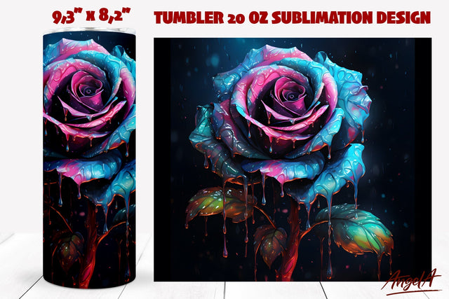 Rose tumbler wrap sublimation / neon flower rose png Sublimation Angelina Semenova 