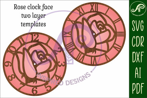 Rose wall clock laser cut files, SVG file. vector SVG APInspireddesigns 