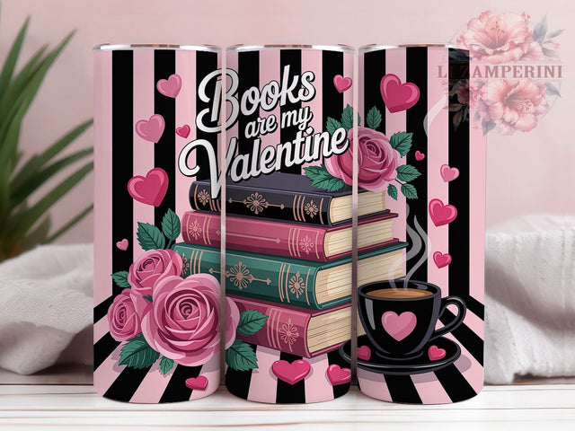 Roses and Books Valentine Tumbler, Roses and Books Wrap, Romantic Reading Cup, 20oz Sublimation Wrap, Stylish Valentine Design Tumbler, Artistic Book Heart Cup, Whimsical Love Story Theme Wrap Sublimation Li Zamperini 