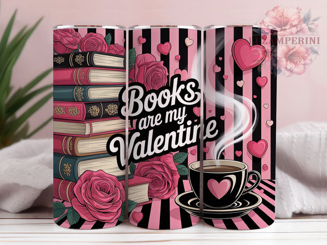 Roses and Books Valentine Tumbler, Roses and Books Wrap, Romantic Reading Cup, 20oz Sublimation Wrap, Stylish Valentine Design Tumbler, Artistic Book Heart Cup, Whimsical Love Story Theme Wrap Sublimation Li Zamperini 