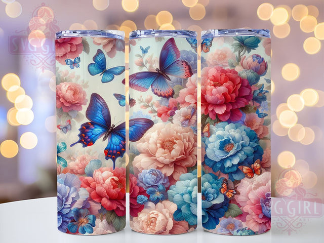 Roses & Butterflies Watercolor 20oz Tumbler, Roses and Butterflies Design, 20oz Sublimation, Floral Drinkware, Custom Butterfly Cup, Artistic Tumbler Wrap, Gift for Her Sublimation SvggirlplusArt 