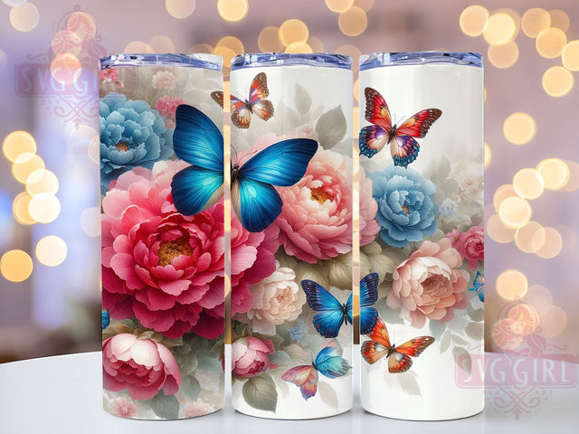Roses & Butterflies Watercolor 20oz Tumbler, Roses and Butterflies Design, 20oz Sublimation, Floral Drinkware, Custom Butterfly Cup, Artistic Tumbler Wrap, Gift for Her Sublimation SvggirlplusArt 
