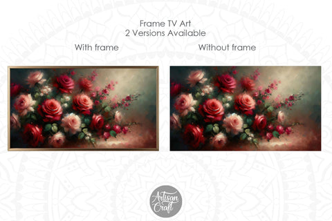 Roses Frame TV art, bouquet of red roses, Valentine Frame TV art Digital Pattern Artisan Craft SVG 