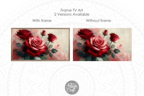 Roses Frame TV art, bouquet of red roses, Valentine Frame TV art Digital Pattern Artisan Craft SVG 
