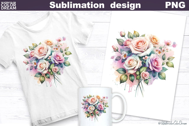 Roses Sublimation Design | Flowers Sublimation Sublimation WatercolorColorDream 