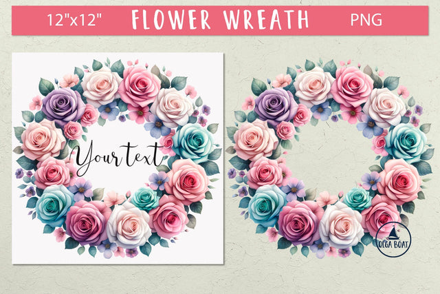 Roses wreath clipart | Watercolor Floral wreath Sublimation Olga Boat Design 