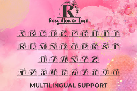 Rosy Flower Line Monogram Font Dm Letter Studio 