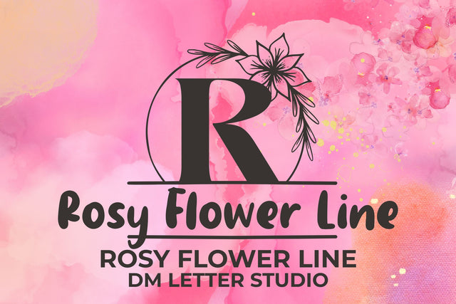 Rosy Flower Line Monogram Font Dm Letter Studio 