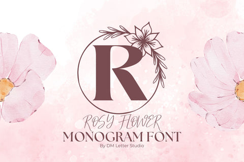 Rosy Flower Monogram Font Dm Letter Studio 