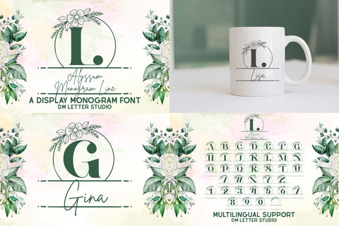 Rosy Meets Ribbon – Floral Monograms with Modern Handwriting Bundle Font Dm Letter Studio 