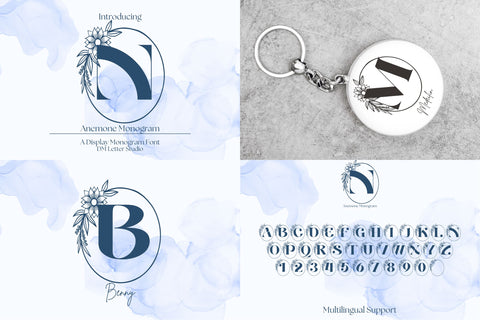 Rosy Meets Ribbon – Floral Monograms with Modern Handwriting Bundle Font Dm Letter Studio 