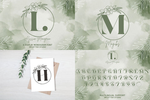 Rosy Meets Ribbon – Floral Monograms with Modern Handwriting Bundle Font Dm Letter Studio 