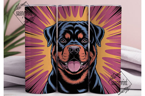 Rottweiler Burst 20oz Tumbler Wrap Sublimation sassyprint 