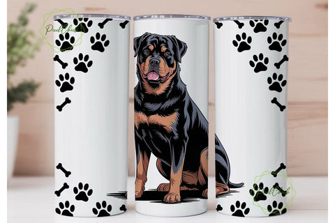 Rottweiler Dog 20oz Tumbler Wrap Sublimation PixelChick 