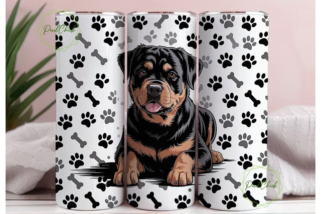 Rottweiler Dog 20oz Tumbler Wrap Sublimation PixelChick 