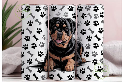 Rottweiler Dog 20oz Tumbler Wrap Sublimation PixelChick 