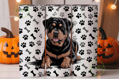 Rottweiler Dog 20oz Tumbler Wrap Sublimation PixelChick 