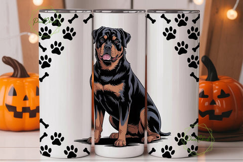 Rottweiler Dog 20oz Tumbler Wrap Sublimation PixelChick 