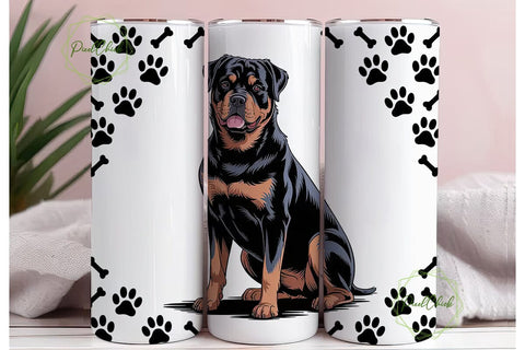 Rottweiler Dog 20oz Tumbler Wrap Sublimation PixelChick 