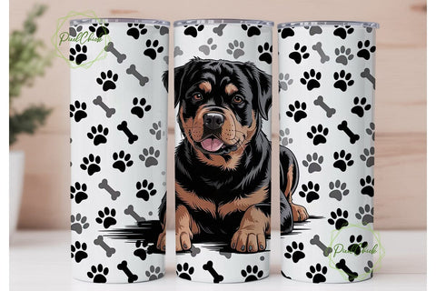 Rottweiler Dog 20oz Tumbler Wrap Sublimation PixelChick 