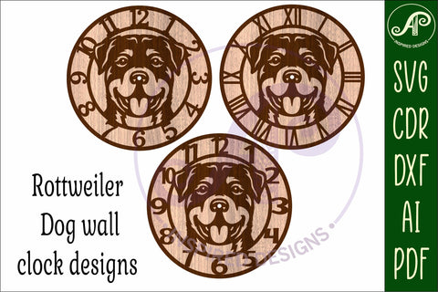 Rottweiler dog clock wall clock laser cut file SVG APInspireddesigns 