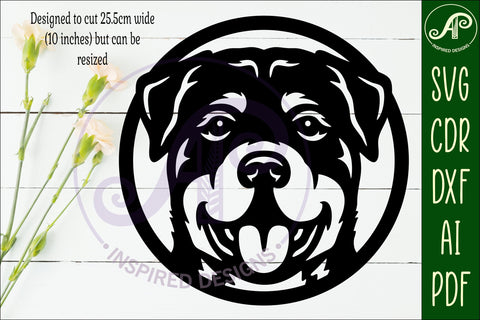 Rottweiler Dog Wall Art SVG Laser Cut Dog Face Circle Sign SVG APInspireddesigns 