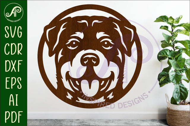 Rottweiler Dog Wall Art SVG Laser Cut Dog Face Circle Sign SVG APInspireddesigns 