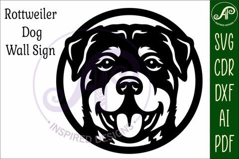 Rottweiler Dog Wall Art SVG Laser Cut Dog Face Circle Sign SVG APInspireddesigns 
