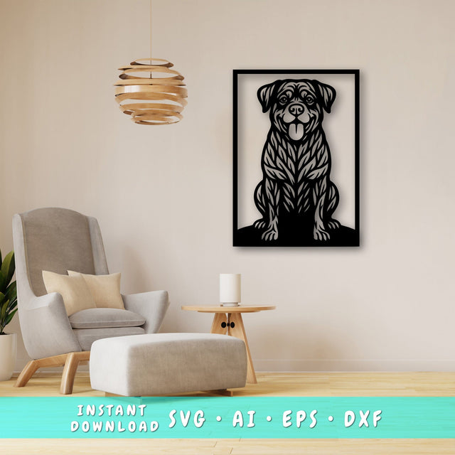 Rottweiler Laser SVG, Cute Dog Laser Cut, Pet Lover Design, Digital Download, Dog Art, Laser Engraving File SVG HappyDesignStudio 