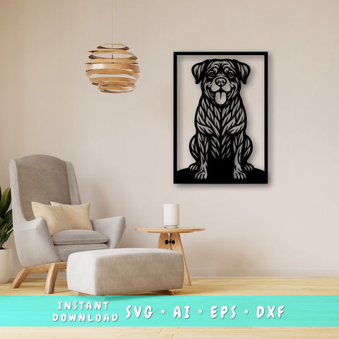 Rottweiler Laser SVG, Cute Dog Laser Cut, Pet Lover Design, Digital Download, Dog Art, Laser Engraving File SVG HappyDesignStudio 