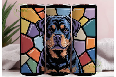 Rottweiler Stained Glass 20oz Tumbler Sublimation PixelChick 