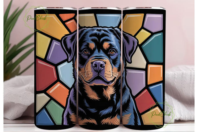 Rottweiler Stained Glass 20oz Tumbler Sublimation PixelChick 