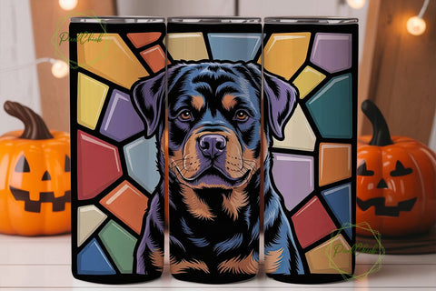 Rottweiler Stained Glass 20oz Tumbler Sublimation PixelChick 
